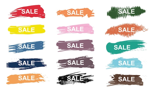 Sale label with text on brush stripe colors. vector illustration.