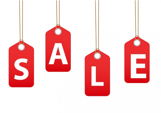 Sale labels. Red labels discounts,  illustration