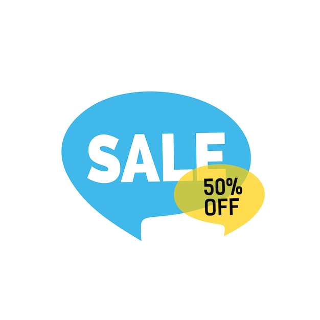 Vector sale lettering on blue speech bubble