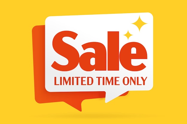 Sale limited time only promotion sticker label web banner design element with speech bubble and disc