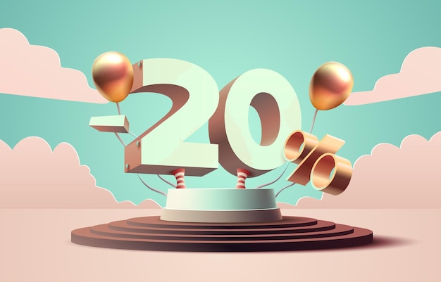 Sale off 20 Percentage gift save offer special banner discount Vector