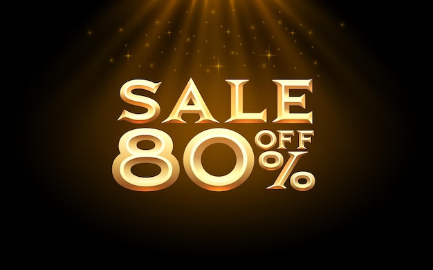 Sale off percent offer banner gold letters on a black background vector illustration