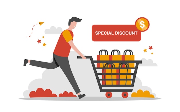 Sale and offer flat concept illustration