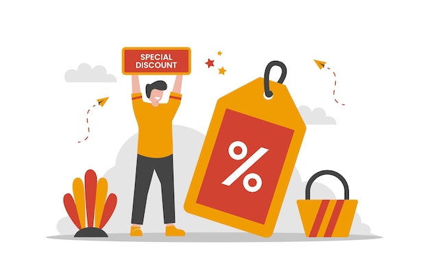 Sale and offer flat concept illustration