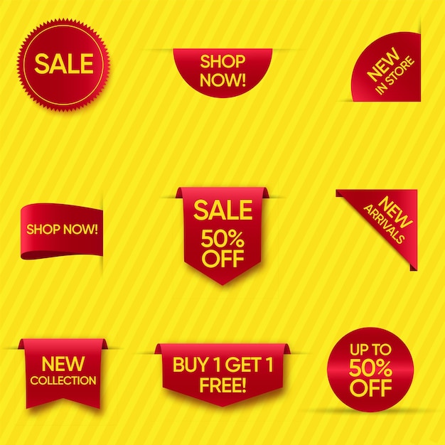 Sale Offer Label And Sticker Shop Vector Banner Set