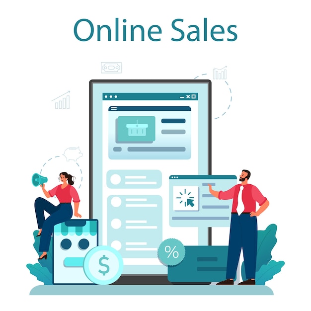 판매 온라인 서비스 또는 플랫폼. 사업 계획 및 개발. 상업적 이익을위한 판촉 및 자극. 온라인 판매.