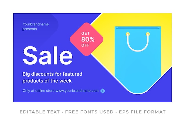 Sale online shopping internet purchase order on website landing page promo banner with paper bag 3d icon vector illustration Discount special offer for feature product of week user interface design