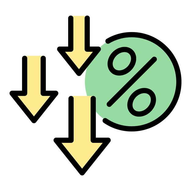 Vettore di contorno icona percentuale vendita sconto percentuale promozione coupon colore piatto