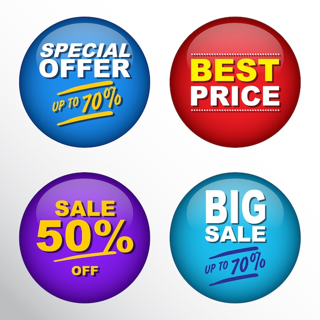 Sale pin badge set