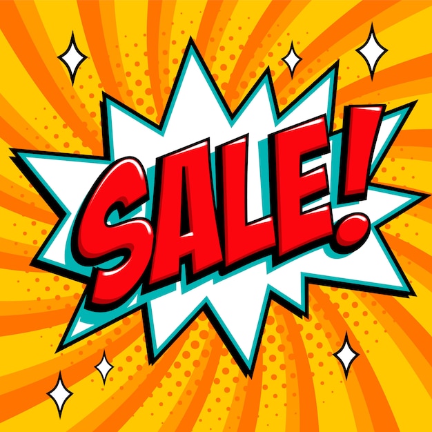 Vector sale. pop art comic sale promotion banner.