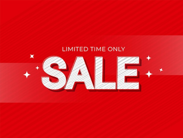 Sale poster design with stripe pattern on red background.