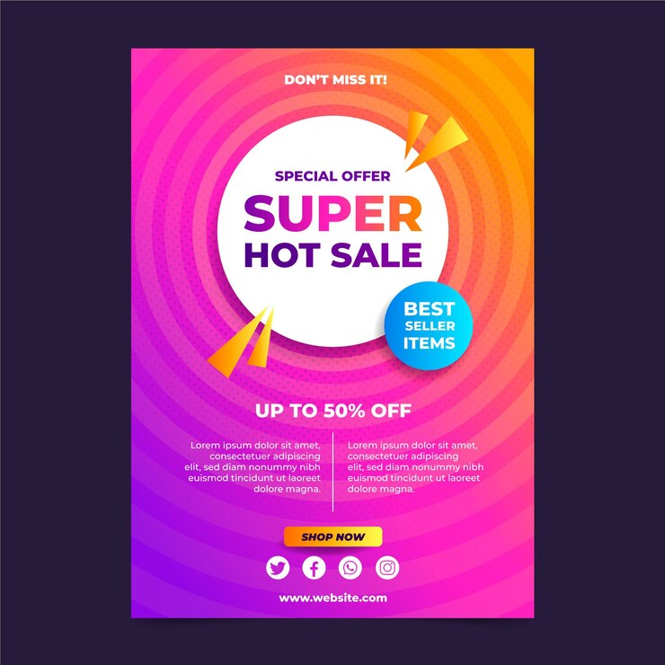 Vector sale poster in gradiet style