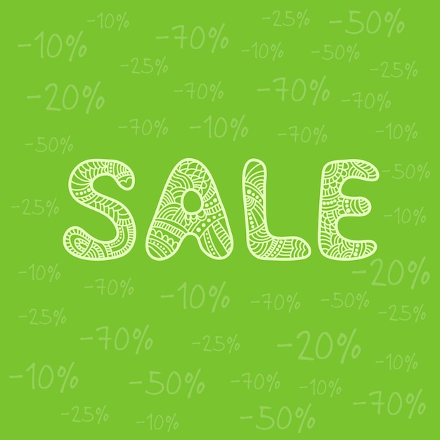 Sale poster with beautiful letters and percent discount