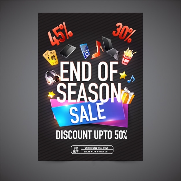 Vector sale poster with decorative objects