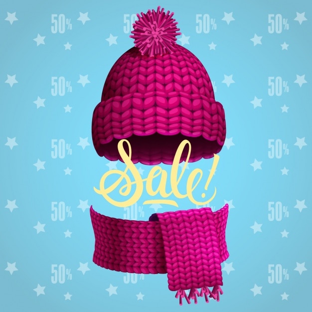 Sale poster with hat and scarf