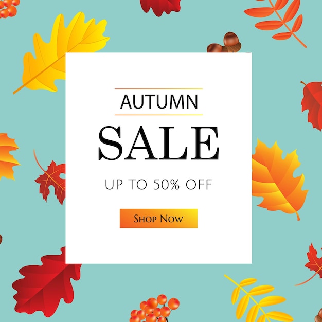 Vector sale poster with leaf and text