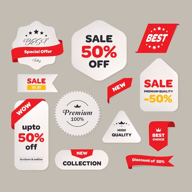 Sale price tag with text banner and label vintage design