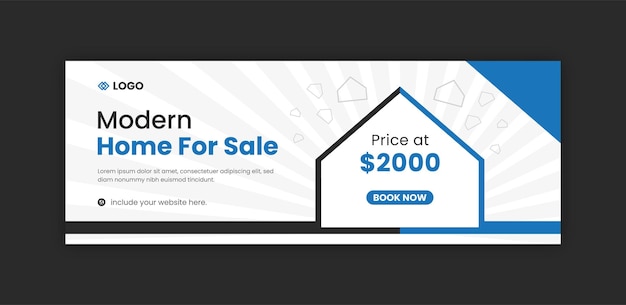 Vector sale promo real estate fb banner template design cover of social media