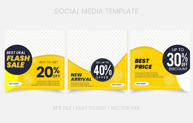 Sale promo social media vector banner set design