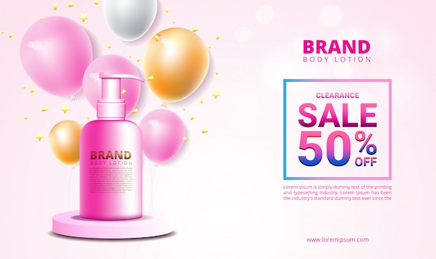 Vector sale and promotion banner for cosmetics product