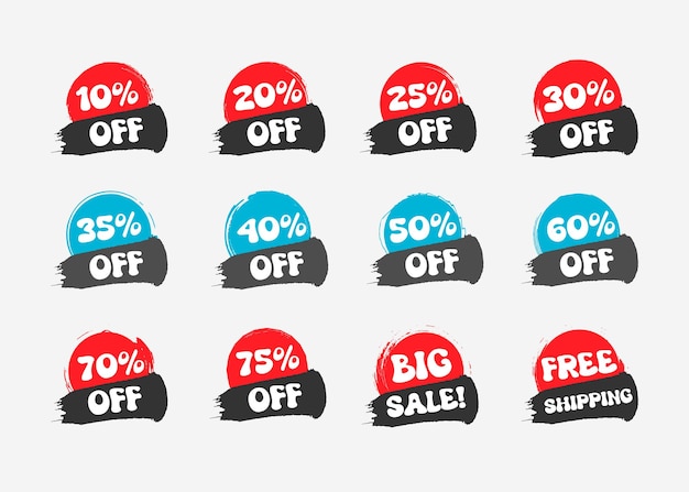 Vector sale promotion discount labels collection