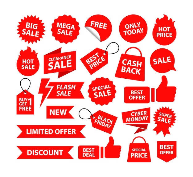 Vector sale promotion discount tag label vector set premium collection