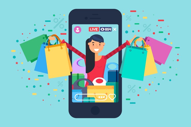 Vector sale promotion online broadcast concept illustration