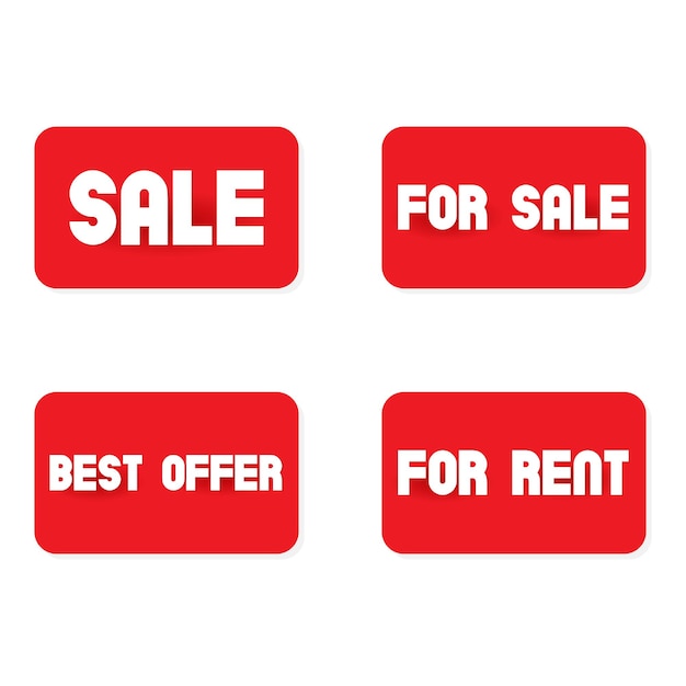 Sale real estate sign. For sale vector red sign. Vector isolated sign.