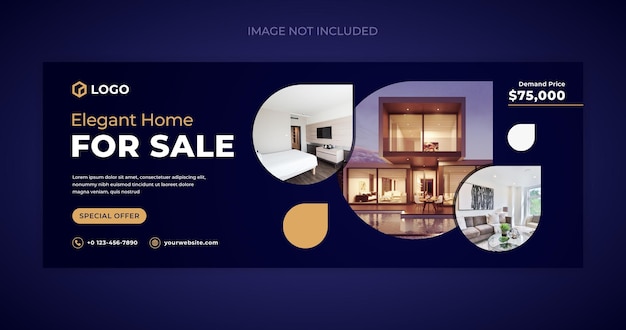 Vector sale real estate web banner and facebook cover design template