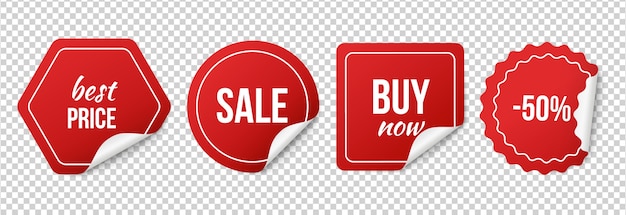 Vector sale. red sale stickers, promotion and discounts.