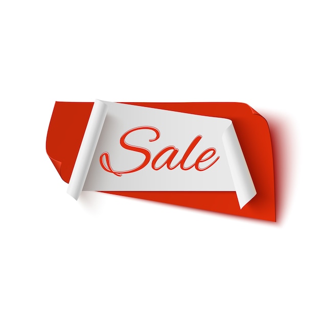 Vector sale, red and white abstract banner on on orange background.