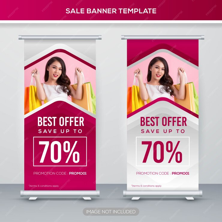 Premium Vector | Sale roll up stand banner template