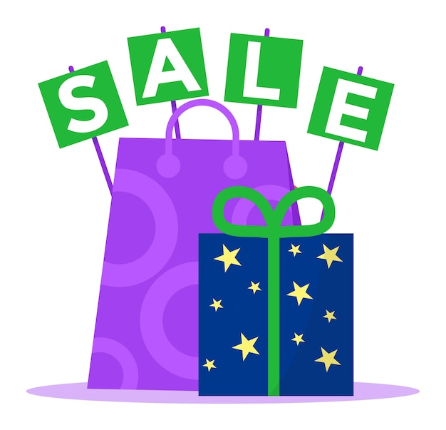 Знак продажи в магазине векторная иллюстрация мешка магазина Розничный подарок со скидкой на концепцию дизайна, изолированную на белом наборе