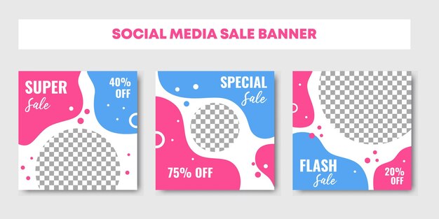 Sale social media post design templates set with Fashion sale banner