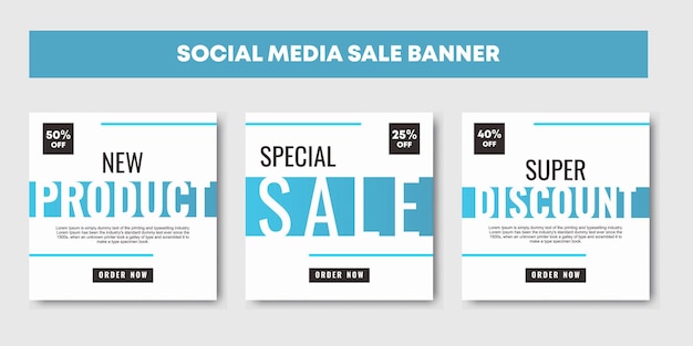 Sale social media post design templates vector set backgrounds