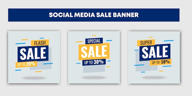 Sale social media post design templates vector set backgrounds