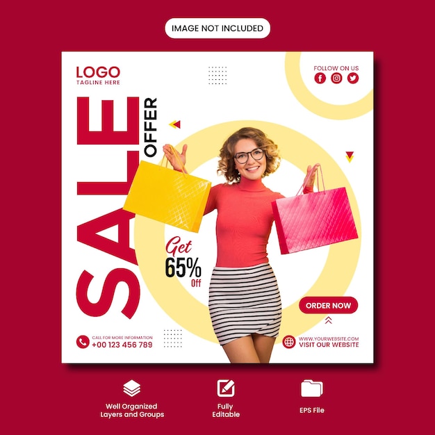 Sale social media post template design