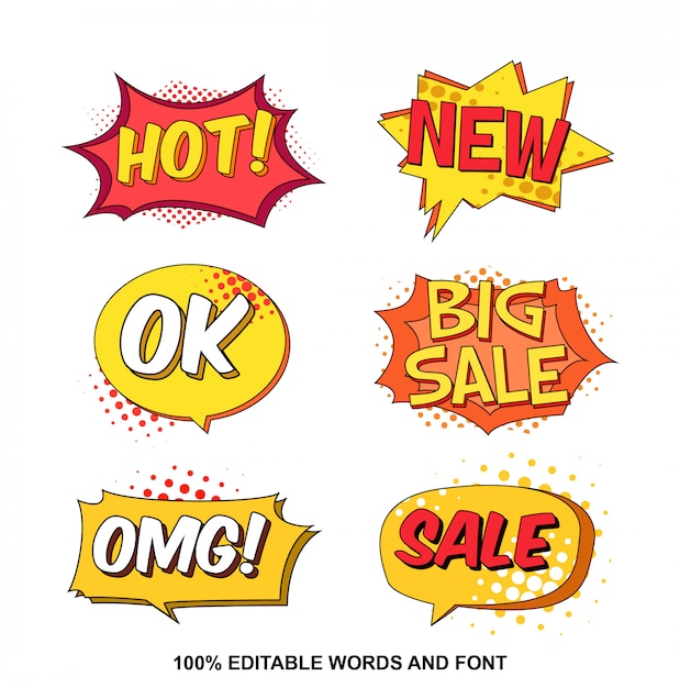 Sale speech bubble collection in comic style