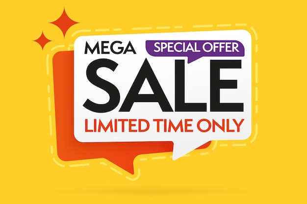 Sale speech bubble sticker with mega special offer