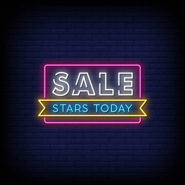 Sale Start Today Neon Signs Style Text  