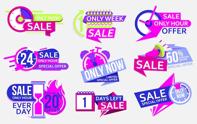 Sale sticker tag with special discount isolated set