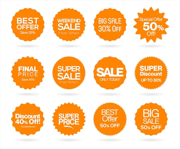 Sale Stickers shop product tags labels or sale discount banners vector templates