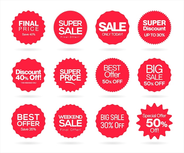 Sale stickers and tags red collection vector illustration