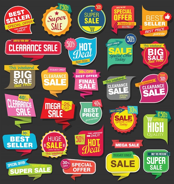 Sale stickers and tags 