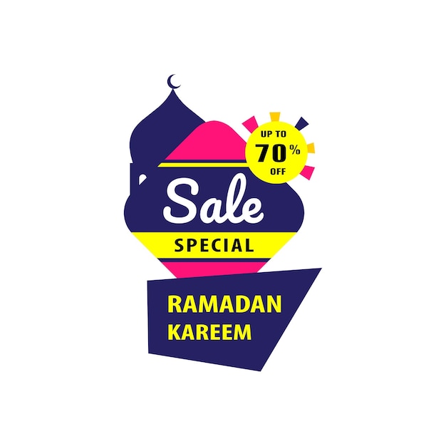 Vector sale stiker label banner tombol lencana dan pita sale ramadhan