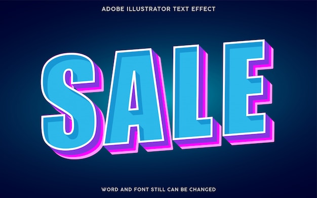 Sale style text effect with blue and purple color