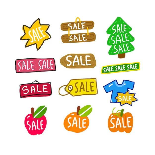 Sale symbol icon collection set
