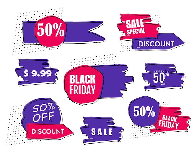Premium Vector Sale tag labels template colored flat handdrawn shapes