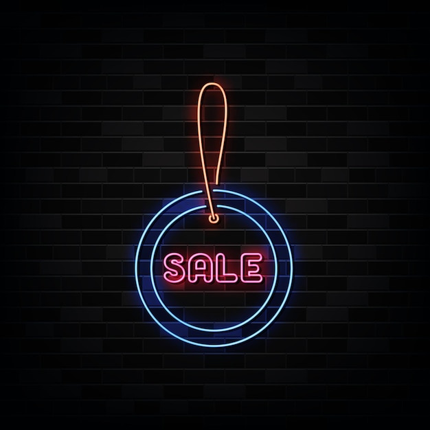 Sale tag neon signs  . design template neon style