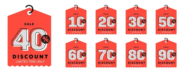 Sale tag with different discount amount set